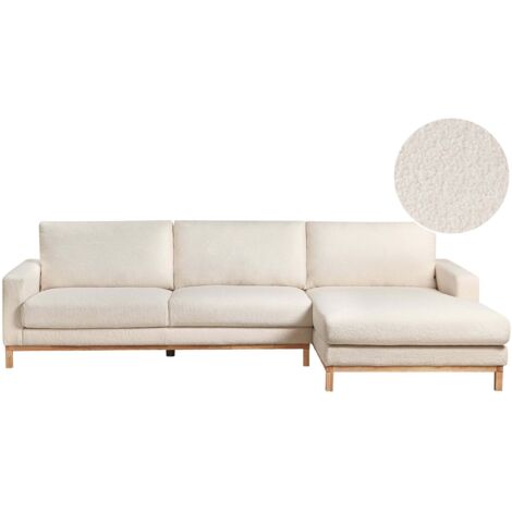 Ecksofa 4-Sitzer SIGGARD Bouclé Weiß linksseitig