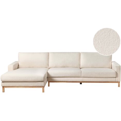 Ecksofa 4-Sitzer SIGGARD Bouclé Weiß rechtsseitig