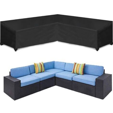 Ecksofa-Abdeckung - 215x215x87 cm - schwarz - Gartensofa-Abdeckung - Gartenmöbelabdeckung - Wasserdicht - Staubdicht - UV-beständig