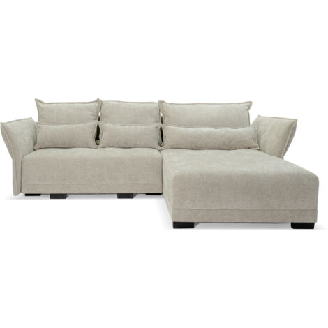 Ecksofa COMFORTE DELUXE L-form mit Schlaffunktion und Bettkasten in Stoff Rosario Beige, Seite Universal, B250 x T187 x H95 cm