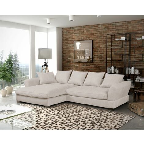 FUN MOEBEL Ecksofa Couchgarnitur TIZIAN in Stoff Salvador Beige Ottomane Links