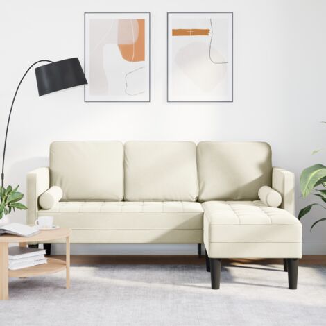 Ecksofa Creme 173x131x67 cm Samt vidaXL581242