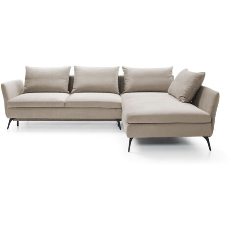 Ecksofa DEMISBAL mit Schlaffunktion, Bettkasten, Beige, linksseitig