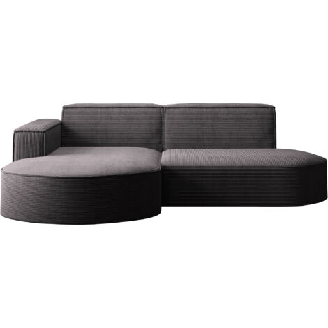 Ecksofa Designer MODENA STUDIO stoff Dicker cord Poso Dunkelgrau Links
