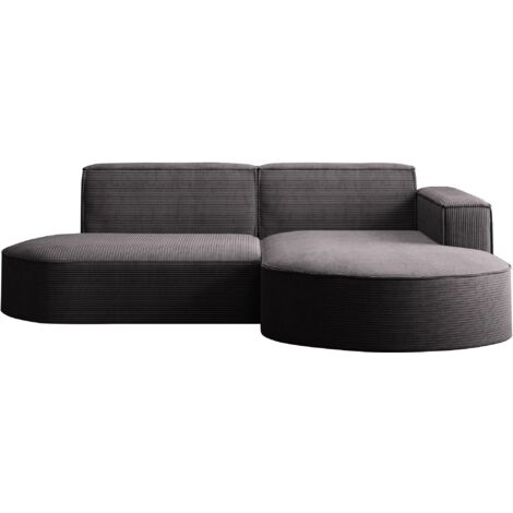 Ecksofa Designer MODENA STUDIO stoff Dicker cord Poso Dunkelgrau Rechts