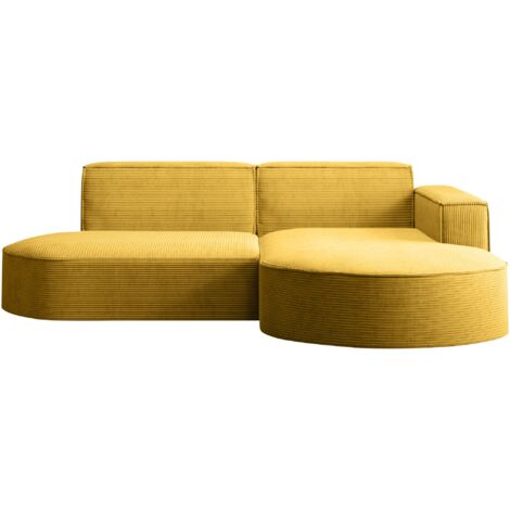 Ecksofa Designer MODENA STUDIO stoff Dicker cord Poso Gelb Rechts