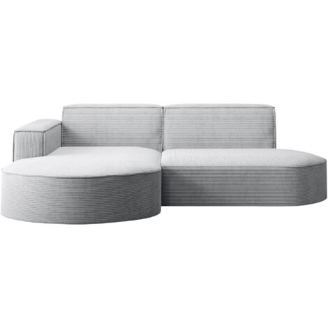 Ecksofa Designer MODENA STUDIO stoff Dicker cord Poso Hellgrau Links