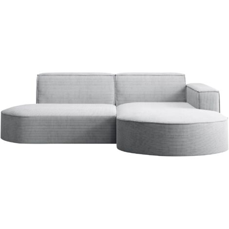 Ecksofa Designer MODENA STUDIO stoff Dicker cord Poso Hellgrau Rechts