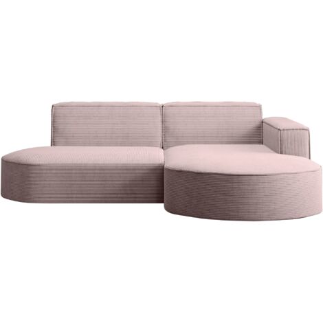 Ecksofa Designer MODENA STUDIO stoff Dicker cord Poso Rosa Rechts