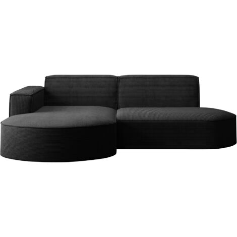 Ecksofa Designer MODENA STUDIO stoff Dicker cord Poso Schwarz Links