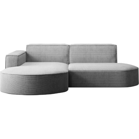 Ecksofa Designer MODENA STUDIO stoff Dicker cord Poso Silber Links