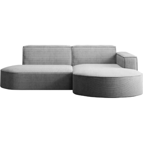 Ecksofa Designer MODENA STUDIO stoff Dicker cord Poso Silber Rechts