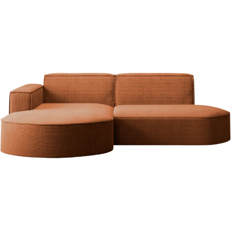 Ecksofa Designer MODENA STUDIO stoff Dicker cord Poso Ziegel Links