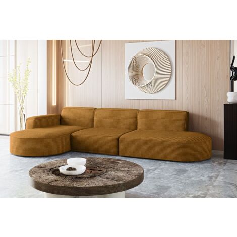 Ecksofa Designer, Sofa L form MODENA stoff Poso Senffarbe Links
