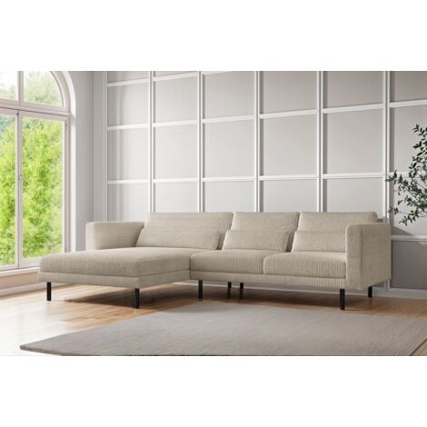 Ecksofa Designersofa AGADA in Stoff Poso Creme Ottomane Links