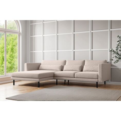 Ecksofa Designersofa AGADA in Stoff Verita Beige Ottomane Links