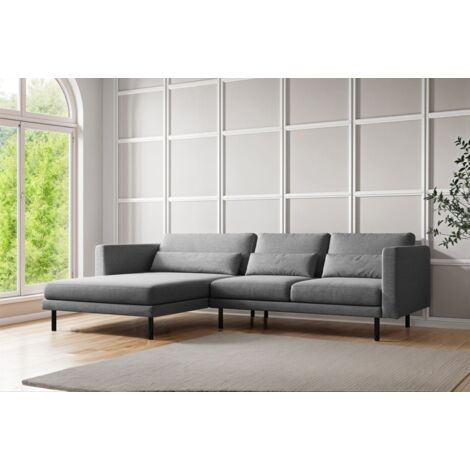 Ecksofa Designersofa AGADA in Stoff Verita Grau Ottomane Links