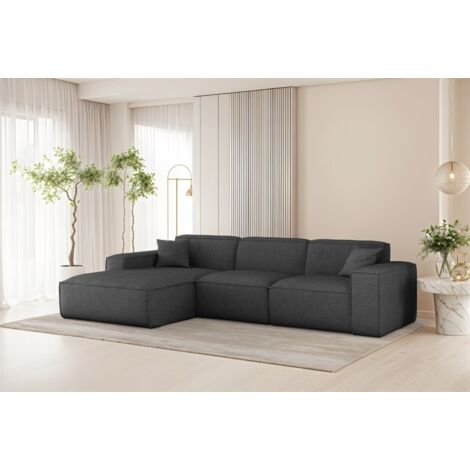 Ecksofa Designersofa CELES PREMIUM in Stoff Artico Anthrazit Ottomane Links