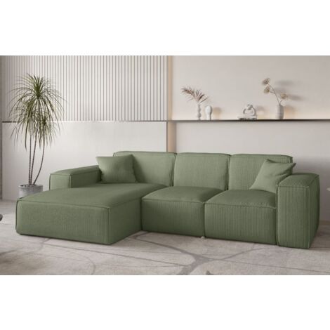 Ecksofa Designersofa CELES PREMIUM in Stoff Scala Forest Ottomane Links