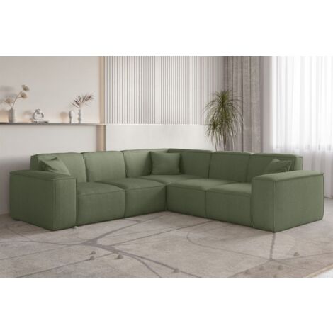 Ecksofa Designersofa CELES PREMIUM in Stoff Scala Forest Seite Universal