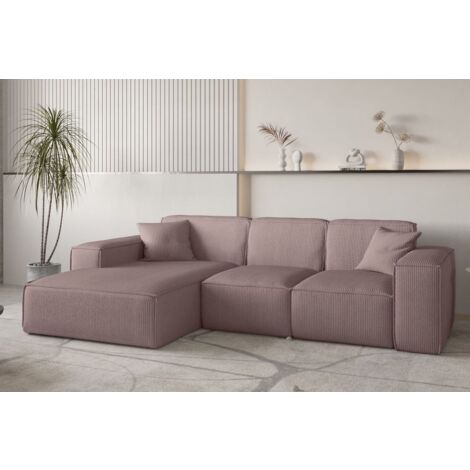 Ecksofa Designersofa CELES PREMIUM in Stoff Scala Lavendel Ottomane Links