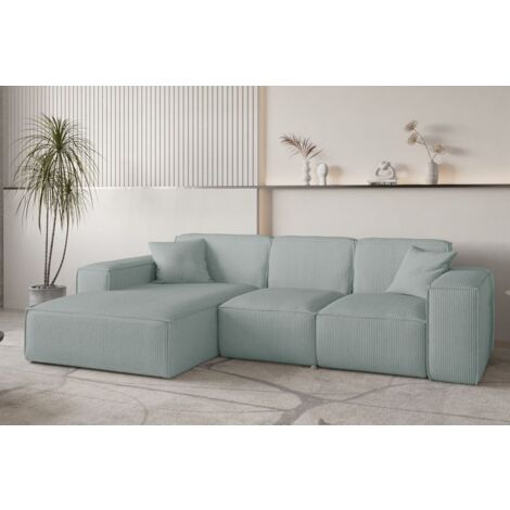 Ecksofa Designersofa CELES PREMIUM in Stoff Scala Saphirblau Ottomane Links