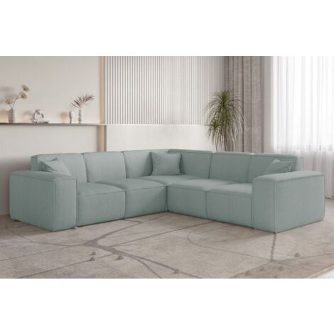 Ecksofa Designersofa CELES PREMIUM in Stoff Scala Saphirblau Seite Universal
