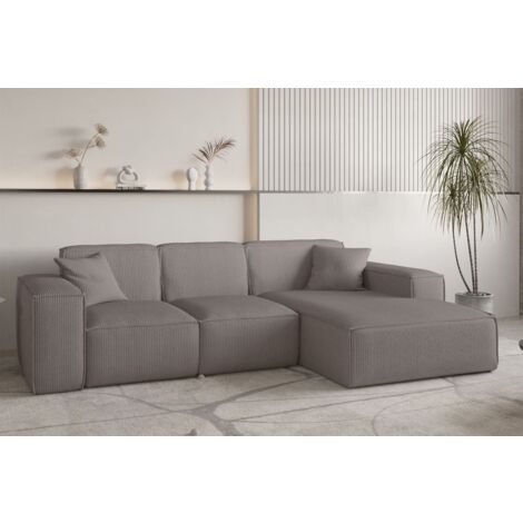 Ecksofa Designersofa CELES PREMIUM in Stoff Scala Taupe Ottomane Rechts