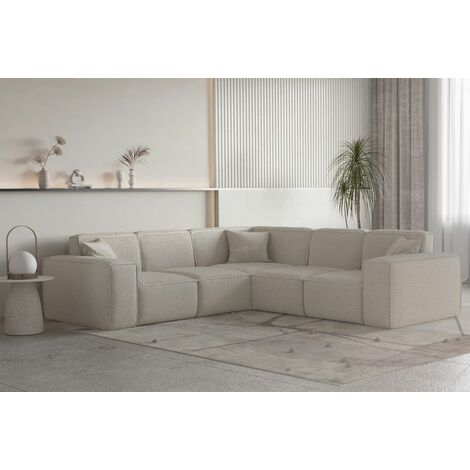 Ecksofa Designersofa CELES PREMIUM Stoff Ascot Bukla Beige Seite Universal