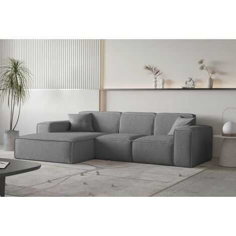 Ecksofa Designersofa CELES PREMIUM Stoff Ascot Bukla Graphit Ottomane Links