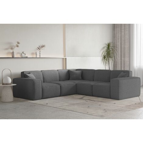 Ecksofa Designersofa CELES PREMIUM Stoff Ascot Bukla Graphit Seite Universal