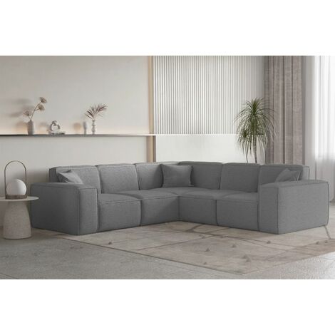 Ecksofa Designersofa CELES PREMIUM Stoff Ascot Bukla Grau Seite Universal