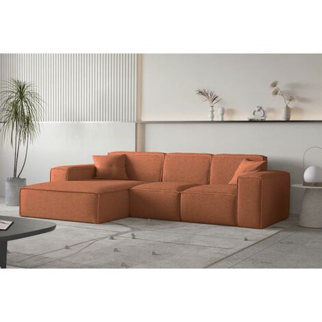 Ecksofa Designersofa CELES PREMIUM Stoff Ascot Bukla Terracotta Ottomane Links