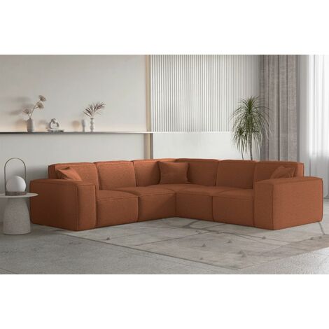 Ecksofa Designersofa CELES PREMIUM Stoff Ascot Bukla Terracotta Seite Universal