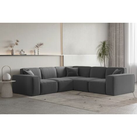 FUN MOEBEL Ecksofa Designersofa CELES PREMIUM Stoff Opera Velvet Dunkelgrau Seite Universal