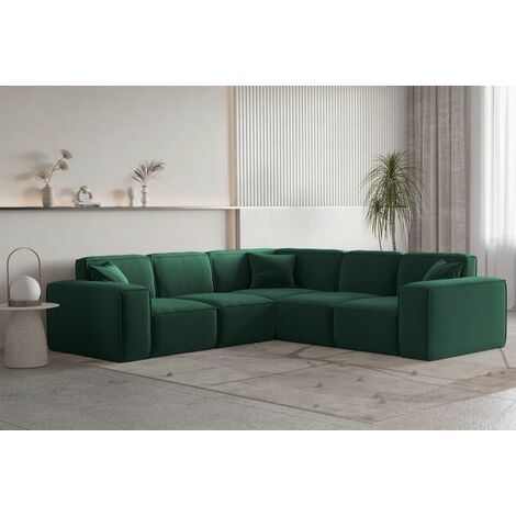Ecksofa Designersofa CELES PREMIUM Stoff Opera Velvet Grün Seite Universal