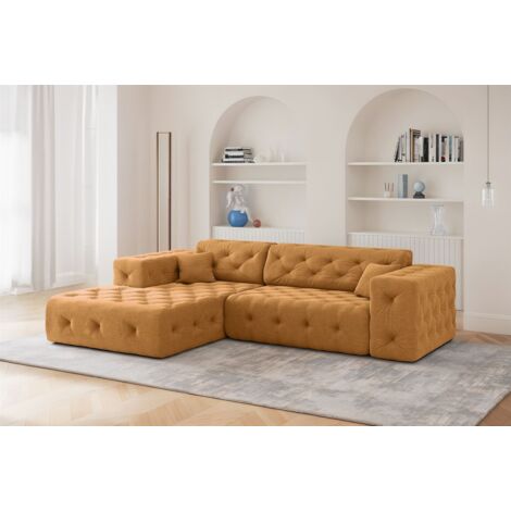 Ecksofa Designersofa CHANTAL in Stoff Moly Orange Ottomane Links
