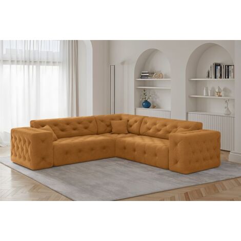 Ecksofa Designersofa CHANTAL in Stoff Moly Orange Seite Universal
