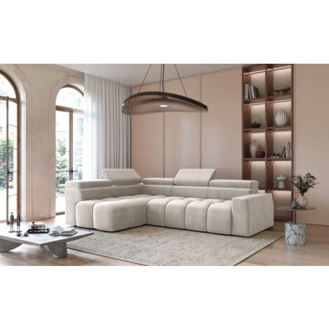 Ecksofa Designersofa DARCY in Stoff Salvador Beige Ottomane Links