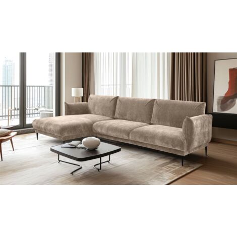 Ecksofa Designersofa MADISON in Stoff Dress Me Beige Ottomane Links