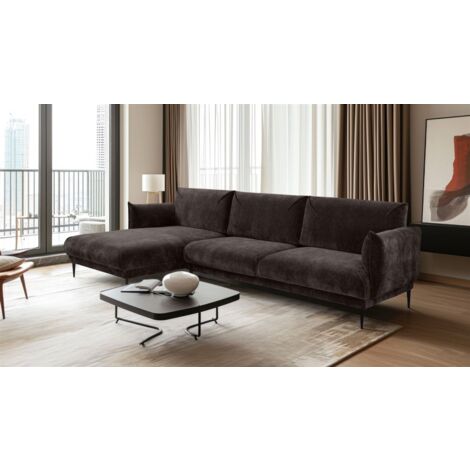 Ecksofa Designersofa MADISON in Stoff Dress Me Braun Ottomane Links