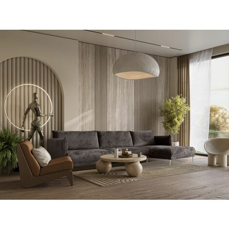 Ecksofa Designersofa MADISON Stoff Tender Way Anthrazit Ottomane Rechts