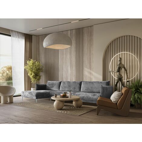 Ecksofa Designersofa MADISON Stoff Tender Way Grau Ottomane Links