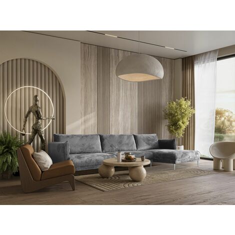 Ecksofa Designersofa MADISON Stoff Tender Way Grau Ottomane Rechts