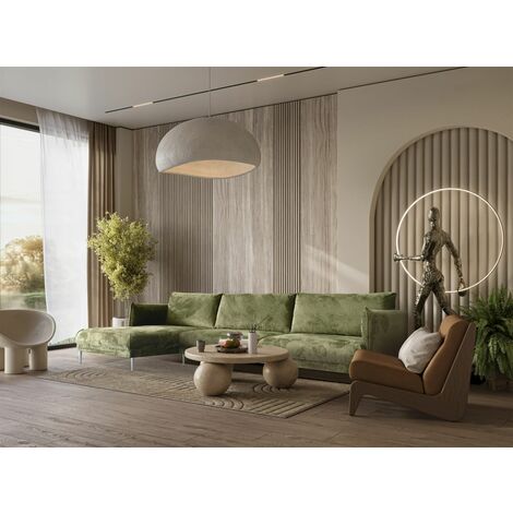 Ecksofa Designersofa MADISON Stoff Tender Way Grün Ottomane Links
