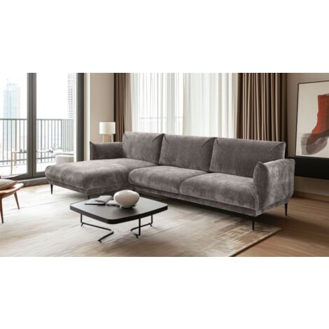Ecksofa Designersofa MADISON XL in Stoff Dress Me Hellgrau Ottomane Links