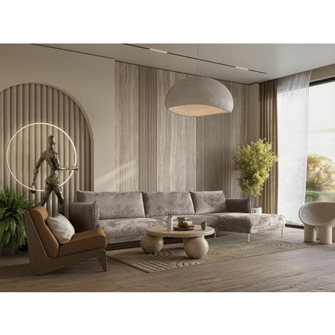 Ecksofa Designersofa MADISON XL Stoff Tender Way Beige Ottomane Rechts