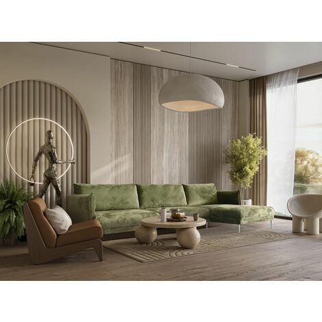 Ecksofa Designersofa MADISON XL Stoff Tender Way Grün Ottomane Rechts