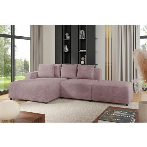 Ecksofa Designersofa MEGAN XS inkl. Hocker Stoff Poso Altrosa Ottomane Links