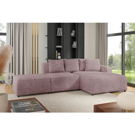 Ecksofa Designersofa MEGAN XS inkl. Hocker Stoff Poso Altrosa Ottomane Rechts
